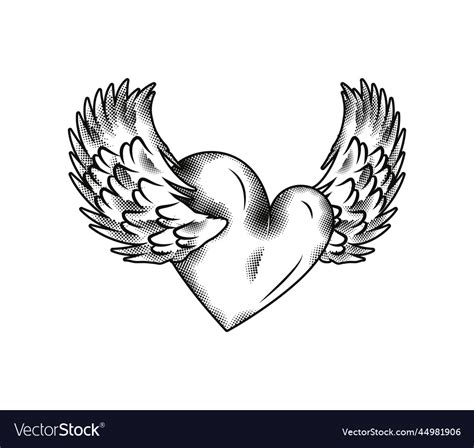 Heart with wings tattoo Royalty Free Vector Image