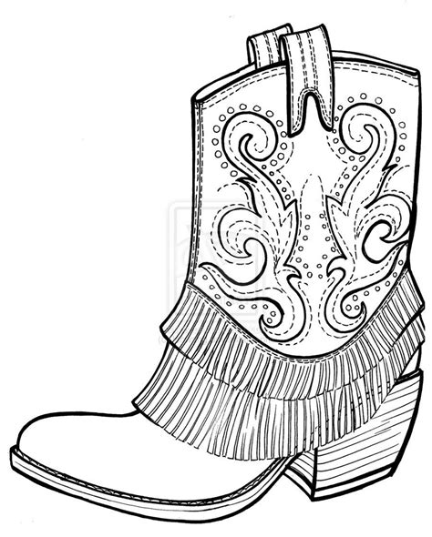 Cowgirl Boots Coloring Pages. Boot Zum Ausmalen Schnelles Boot - Free ...