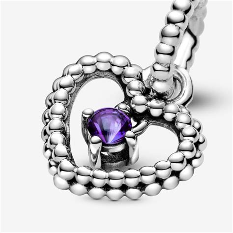 Purple Beaded Heart Dangle Charm | Silver | Pandora US