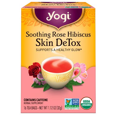 Yogi Tea, Skin DeTox, Soothing Rose Hibiscus, 16 Tea Bags, 1.12 oz (32 ...