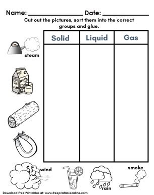 States of Matter Kids Worksheet - Free Printable Online