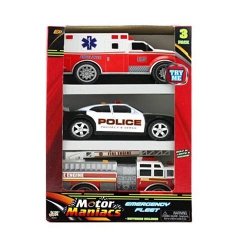 OKK TOYS Hunson 3 in 1 Emergency Vehicles Toy Playset for Kids with Lights and Sounds | Fire ...