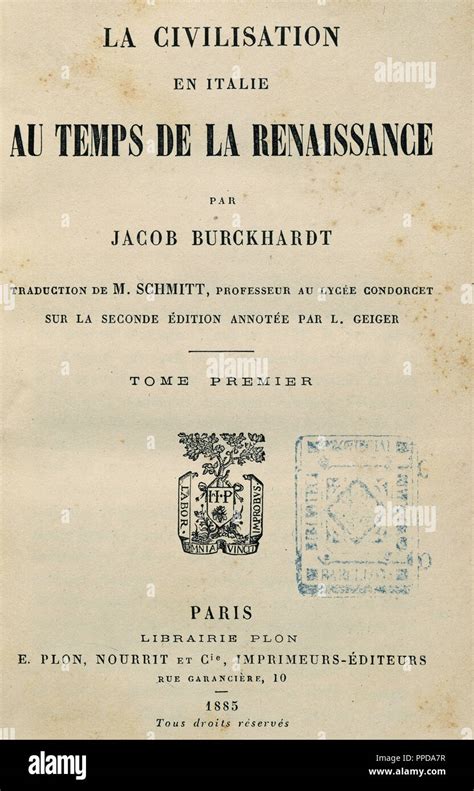 Jacob burckhardt 1818 1897 hi-res stock photography and images - Alamy