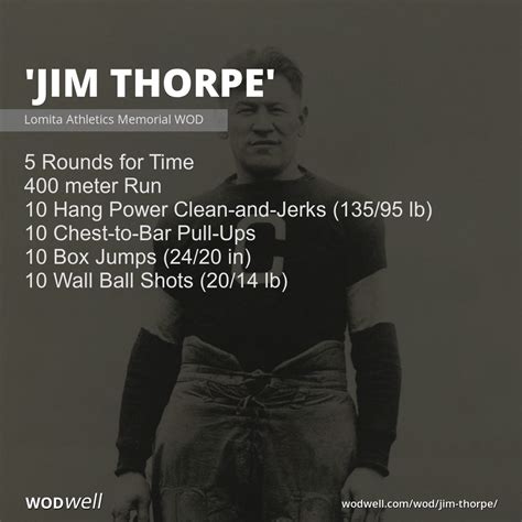 "Jim Thorpe" Workout, Lomita Athletics Memorial WOD | WODwell