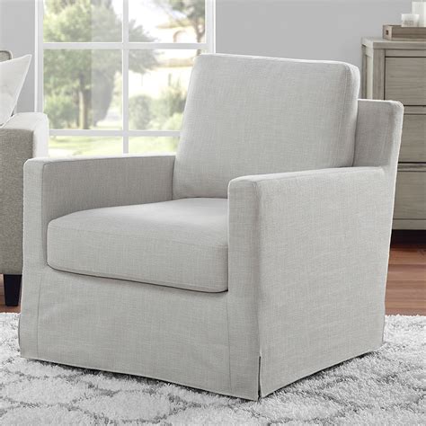 Serta Swivel Accent Chair with Arms, Light Gray Fabric Upholstery ...