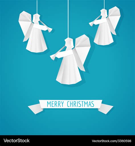 Origami paper angel - christmas background Vector Image