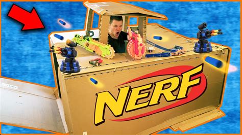 NERF BOX FORT CHALLENGE!!! Electricity, Working Doors & More! Nerf Gun Battle Base (NERF) - YouTube