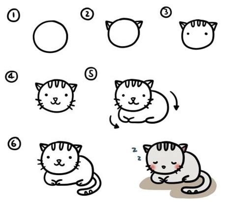 20 Easy Cat Drawing Step by Step Tutorials - Simple Cat Sketch