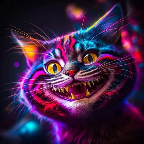 Cheshire Cat Art, Chesire Cat, Colorful Animal Paintings, Colorful ...