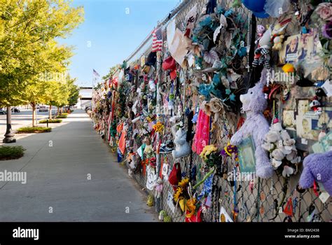 The fence surrounding the Oklahoma City Bombing Memorial, where people ...