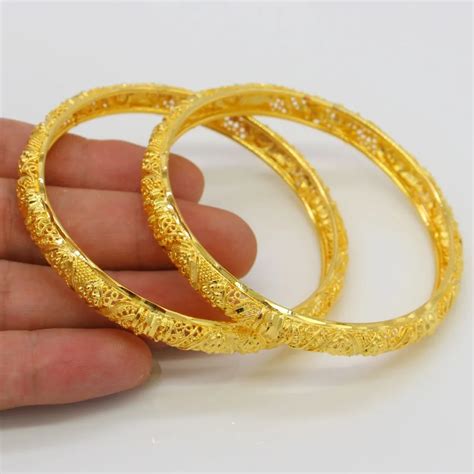 Aliexpress.com : Buy Width 8mm Dubai Gold Bangles Women Men 24k Gold Color Bangles&Bracelets ...