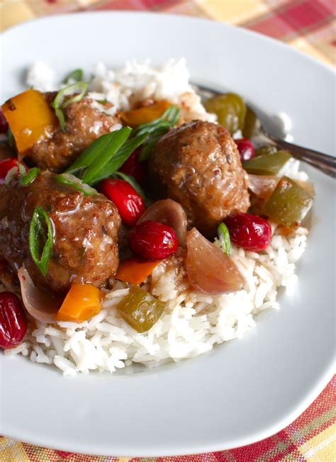 Sweet & Sour Turkey Meatballs with Cranberries & Peppers (Slow-Cooker) | Simple Bites