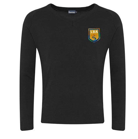 Lees Brook Academy Vee Neck Jumper w/Logo - Schoolwear Solutions