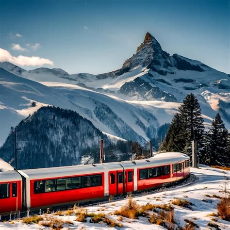 Premium AI Image | Swiss mountain train in the snow