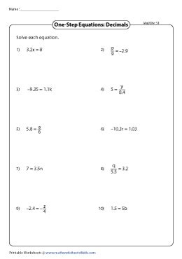 One Step Equation: Multiplication and Division