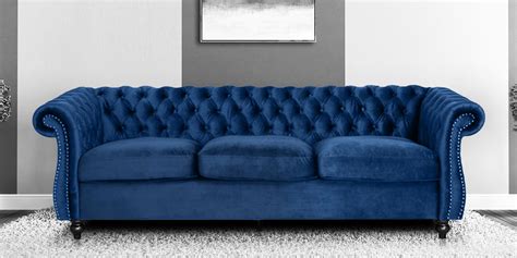 Buy Phenomenal 3 Seater Sofa In Navy Blue Colour By Dreamzz Furniture ...