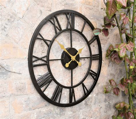 Outdoor Garden Skeleton Wall Clock Black Metal Frame Large | Etsy