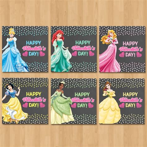 Disney Princess Valentine's Day Cards Princess | Etsy