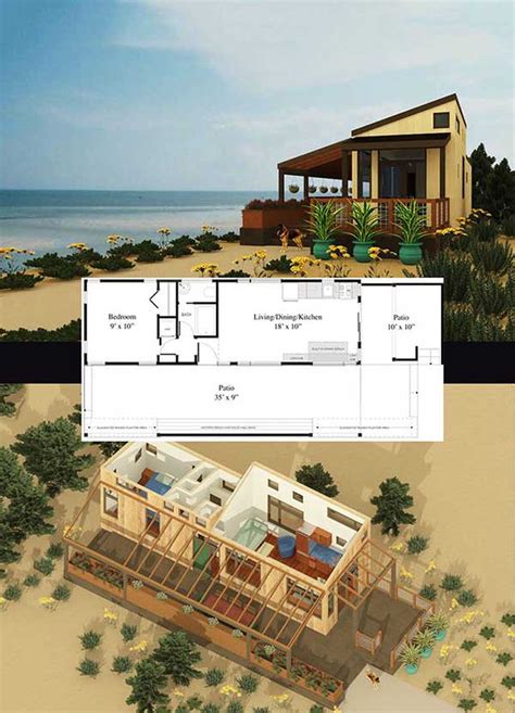 1BR Beach House with porch and patio Floor Plan - Floor Plans and House ...