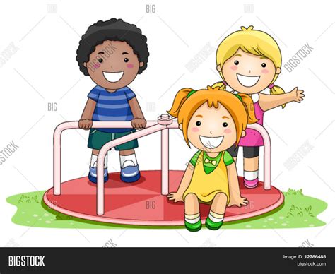 Children On Merry Go Round Park - Vector & Photo | Bigstock