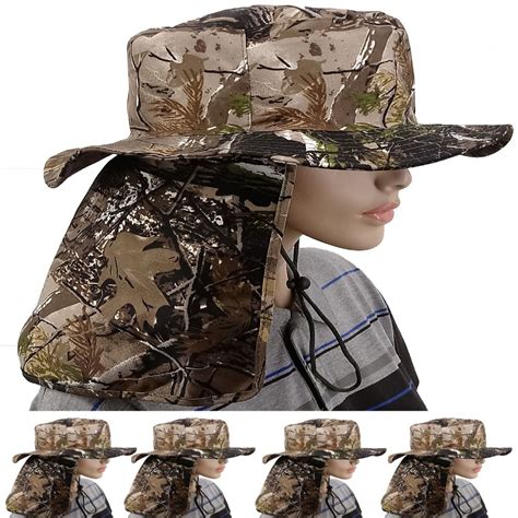 24 Wholesale Quick Dry Camping Neck Flap Camo Boonie Hat - at - wholesalesockdeals.com