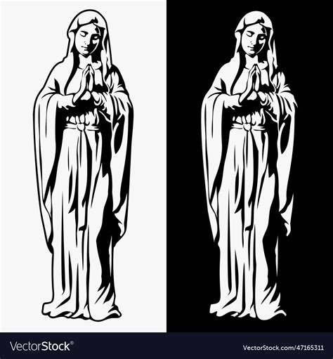 Praying virgin mary on white and black background Vector Image