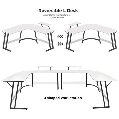 Buy LUFEIYA L Shaped Desk White Corner Computer Desks for Small Space Home Office Student Study ...
