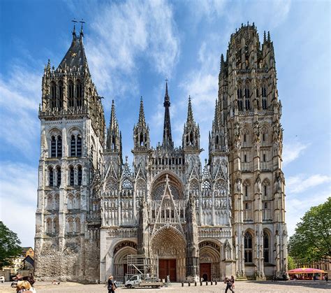 073-Flamboyant GOTHIC, France - West facade of Rouen Cathedral and Tour de Beurre at Rouen ...