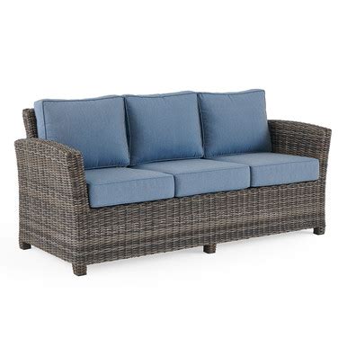 Venice Silver Oak Outdoor Wicker + Cushions Sofa - Fortunoff Backyard Store