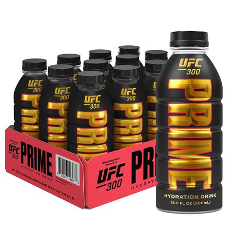 [12 Bottles] Prime Hydration UFC 300 Drink with Antioxidants + Electrolytes, 16.9 Fl Oz ...