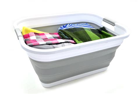 SAMMART Set of 2 Collapsible Plastic Laundry Basket - Foldable Pop Up Storage Container ...