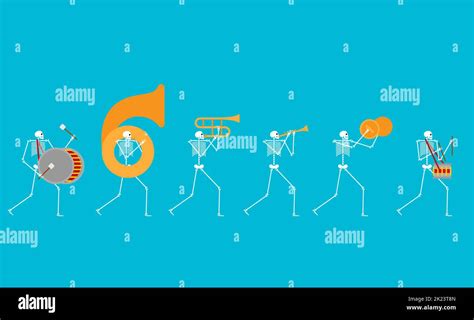 Skeleton music band. Skeletons musicians orchestra. Vector illustration ...