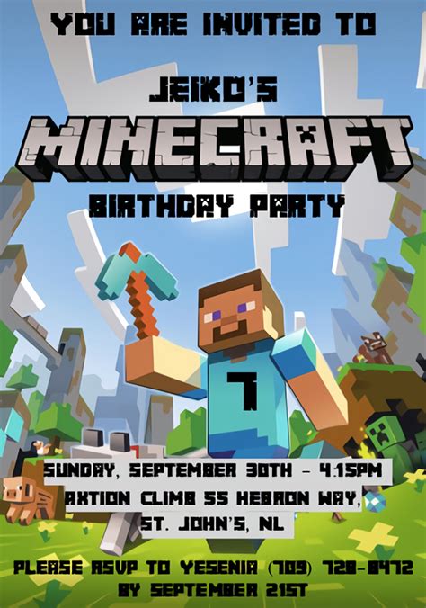 Minecraft Birthday Invitation | Bebek eğitim etkinlikleri, Eğitim ...