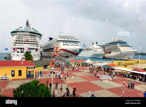 Cruise Ships in Port Philipsburg St. Martin Maarten Caribbean Island Netherland Antilles Stock ...