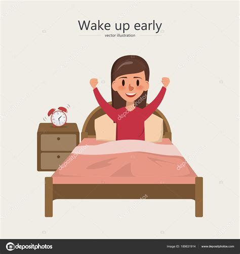 A woman wake up in the morning. character of people activity daily routine. — Stock Vector ...