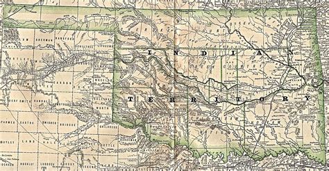 Map of Indian Territory (Oklahoma) Map 1884 - mapa.owje.com