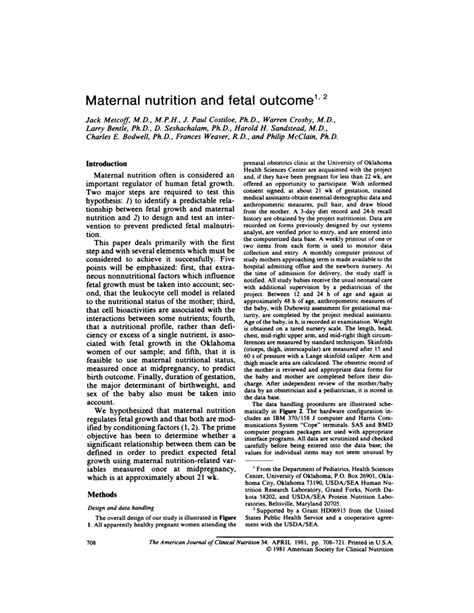 (PDF) Maternal nutrition and fetal outcome