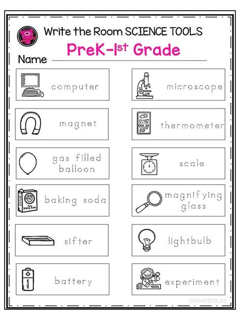 Science Tools Matching Worksheet