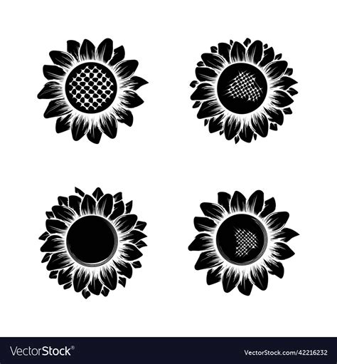 Rough black simple sunflower silhouettes Vector Image