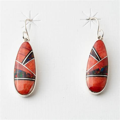 Red Spiny Oyster Inlay Earrings