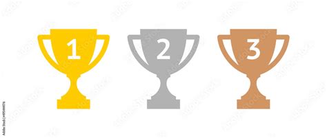 Cup icon. Winner award symbol, gold, silver and bronze. Competition prize for 1st, 2nd and 3rd ...