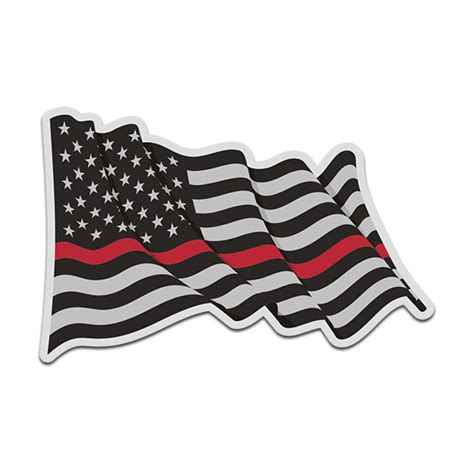 Thin Red Line American Subdued Waving Flag USA Decal Sticker (RH) V4 - Rotten Remains