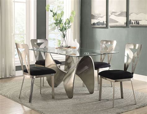 Joshua Modern Antique Silver Glass Table with Chairs