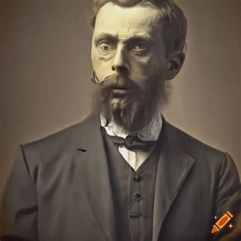 Creepy 1880's painting portrait of a man in suit