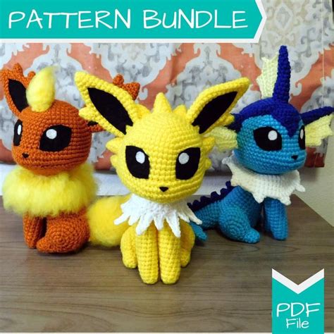 Crochet Pattern BUNDLE: Chibi Style Jolteon Flareon Vaporeon | Etsy | Disney crochet patterns ...