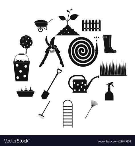 16 garden plain icons set Royalty Free Vector Image