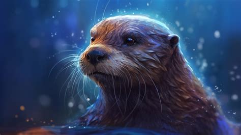 Premium AI Image | A sea otter is swimming in the water.