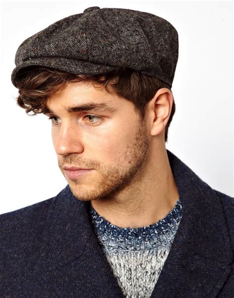 Asos Baker Boy Hat In Grey Tweed in Gray for Men | Lyst