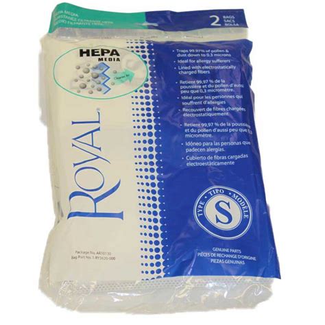 Royal Type S Canister Hepa Vacuum Bag 2 Pack