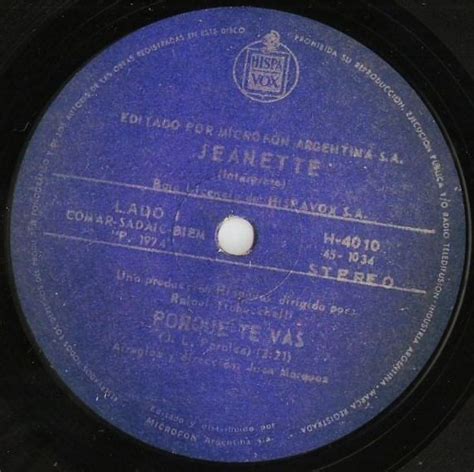 Jeanette – Porque Te Vas (1974, Vinyl) - Discogs